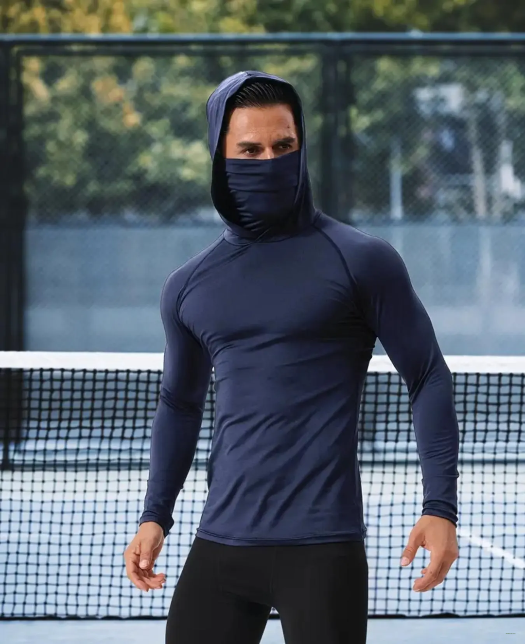 Men’s Winter Compression Hoodie Shirt – Full Coverage Sportswear