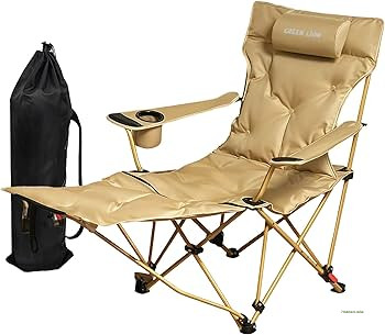 LUXURY 4-POSITION PADDED RECLINING CAMPING CHAIR WITH FOOTREST