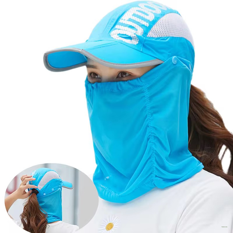 FOLDABLE UV PROTECTION SUN HAT WITH FACE COVER